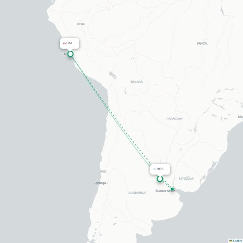 Mapa lotu bezpośredniego Rosario – Lima