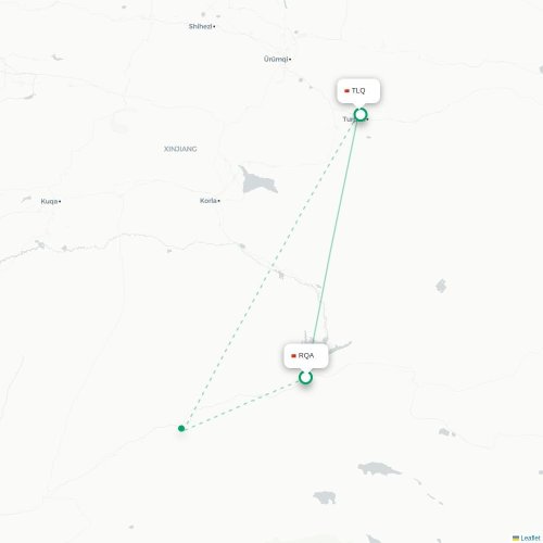 Mapa lotu bezpośredniego Bayingolin – Turpan