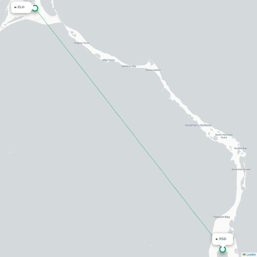 Mapa lotu bezpośredniego Rock Sound – Gregory Town