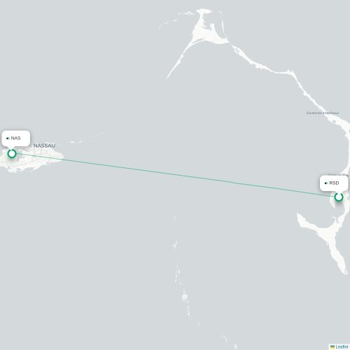 Mapa lotu bezpośredniego Rock Sound – Nassau