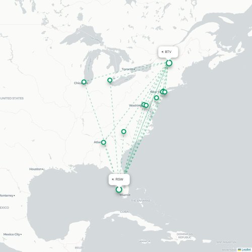 Mapa de vuelo directo Fort Myers - Burlington