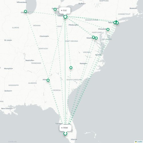 Mapa lotu bezpośredniego Fort Myers – Cleveland