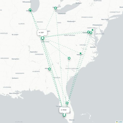 Mapa lotu bezpośredniego Fort Myers – Louisville