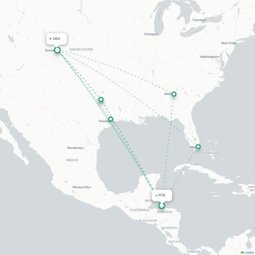 Mapa lotu bezpośredniego Coxen Hole – Denver