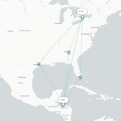 Mapa lotu bezpośredniego Coxen Hole – Toronto