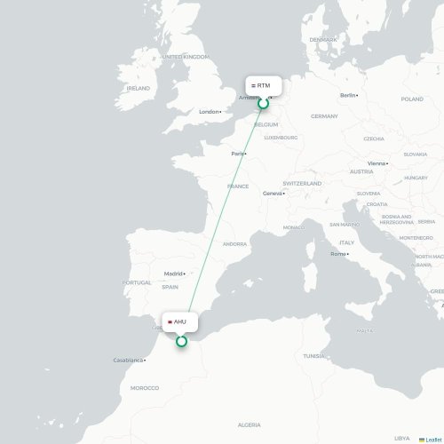 Mapa de vuelo directo Rotterdam - Villa Alhucemas