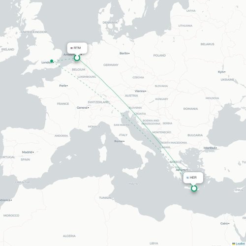 Rotterdam - Heraklion kort over direkte fly