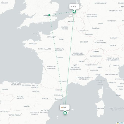 Rotterdam - Palma de Mallorca kaart van rechtstreekse vlucht
