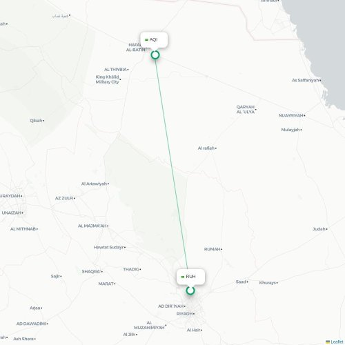 Mapa lotu bezpośredniego Rijad – Qaisumah