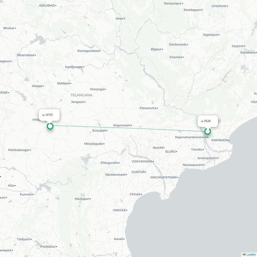 Mapa de vuelo directo Riad - Hyderabad
