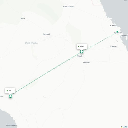 Mapa de vuelo directo Riad - Taif