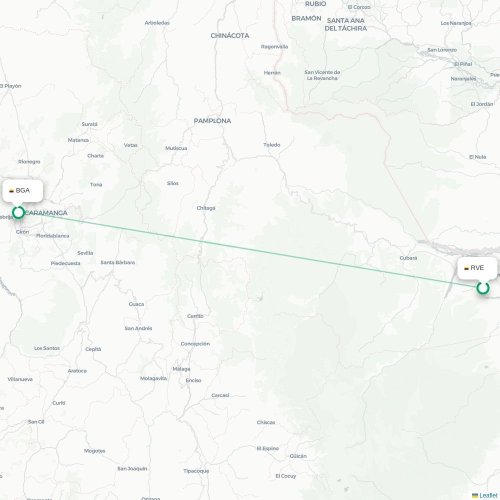 Mapa de vuelo directo Saravena - Bucaramanga