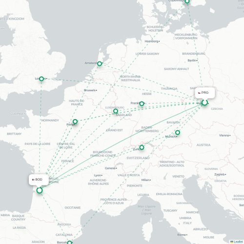 Mapa de vuelo directo Rovaniemi - Burdeos