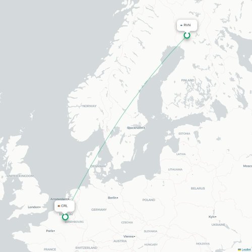 Rovaniemi - Brussel kaart van rechtstreekse vlucht
