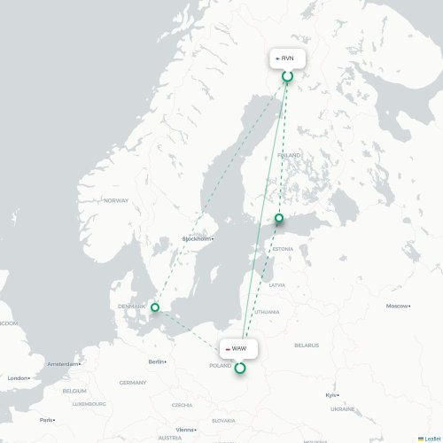 Rovaniemi - Warszawa karta över direktflyg