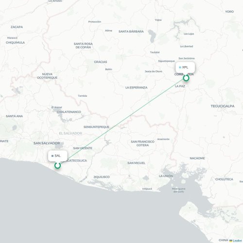 Mapa lotu bezpośredniego San Salwador – Comayagua