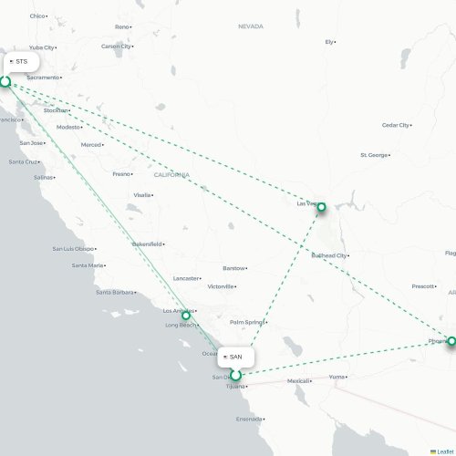 Mapa lotu bezpośredniego San Diego – Santa Rosa
