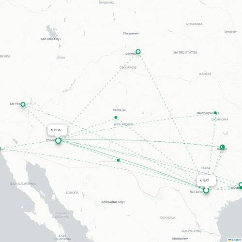 Mapa lotu bezpośredniego San Antonio – Phoenix