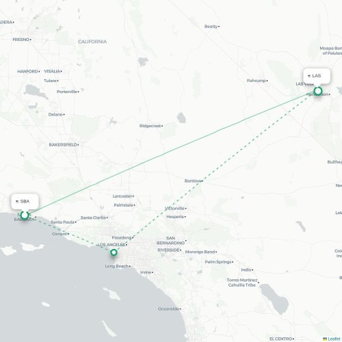 Mapa lotu bezpośredniego Santa Barbara – Las Vegas