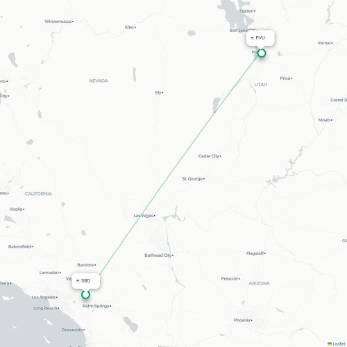 Mapa de vuelo directo San Bernardino - Provo