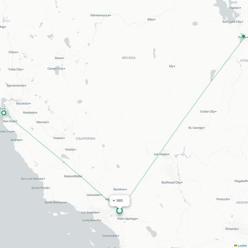 Route map San Bernardino  SBD airport
