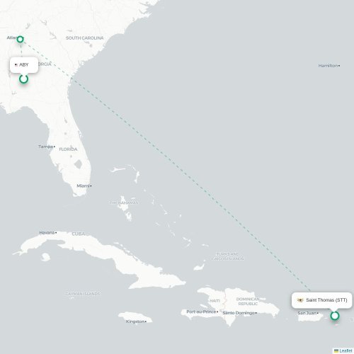 Mapa de vuelo directo Gustavia - Saint Thomas Island