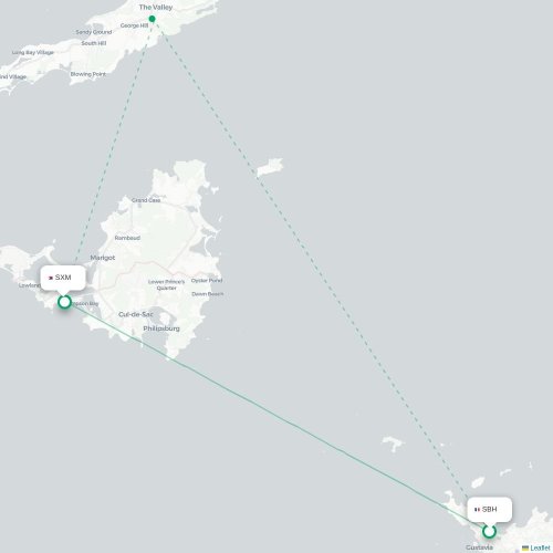 Mapa de vuelo directo Gustavia - Simpson Bay