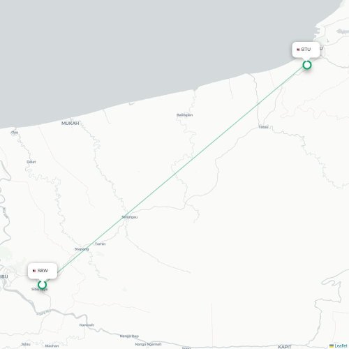 Mapa de vuelo directo Sibu - Bintulu