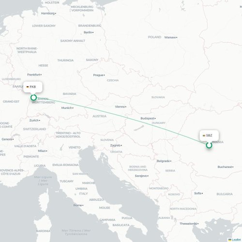 Sibiu - Karlsruhe carte du vol direct