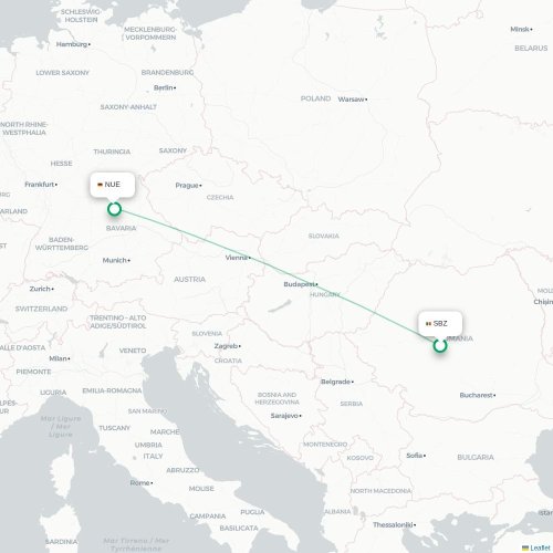 Sibiu - Nuremberg carte du vol direct