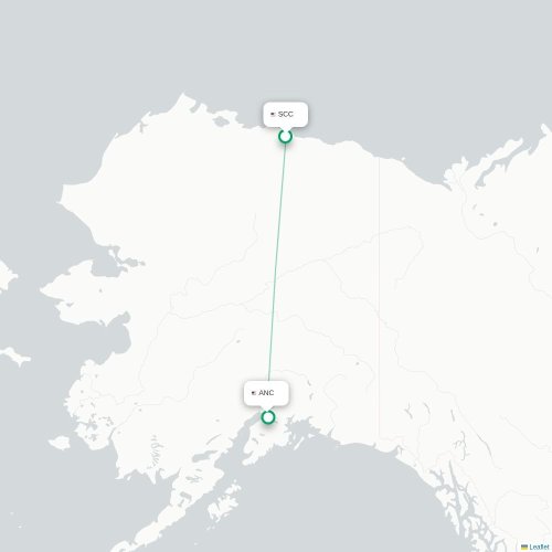 Mapa lotu bezpośredniego Prudhoe Bay – Anchorage