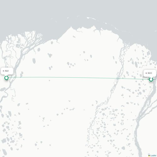 Mapa lotu bezpośredniego Prudhoe Bay – Nuiqsut