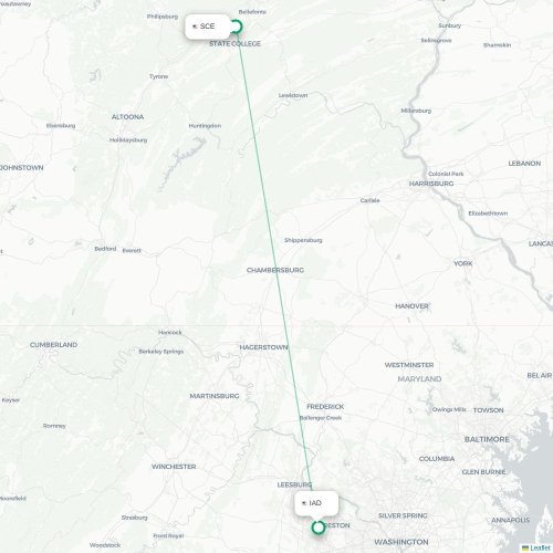 Mapa lotu bezpośredniego State College – Waszyngton