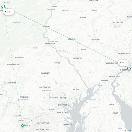 Mapa lotu bezpośredniego State College – Filadelfia