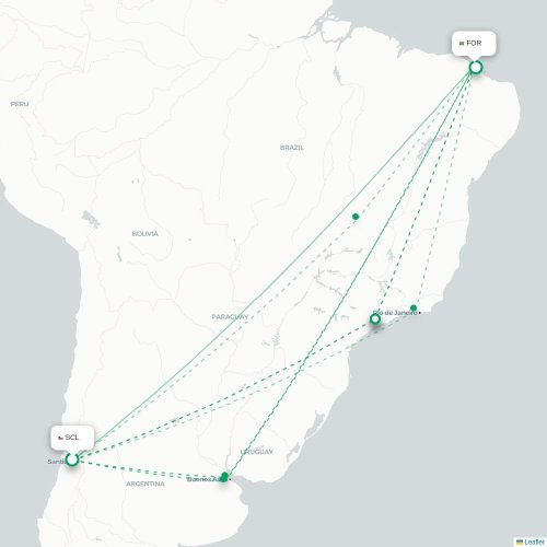 Santiago - Fortaleza karta över direktflyg
