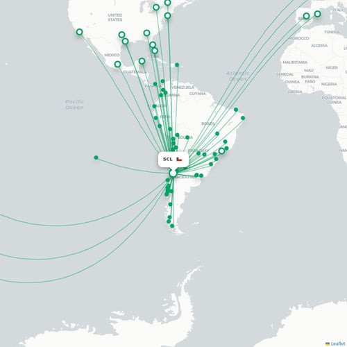 SCL routes and destination map