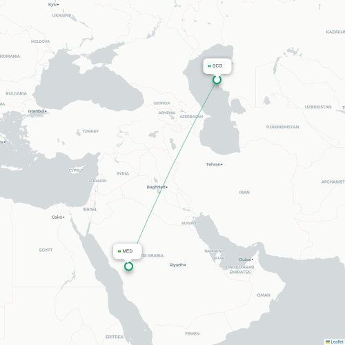 Mapa de vuelo directo Aktau - Medina