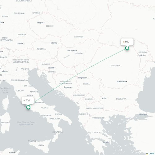 Mapa de vuelo directo Suceava - Roma