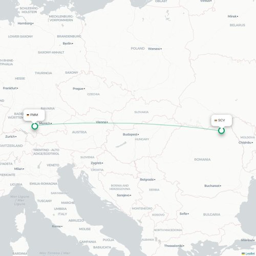 Mapa de vuelo directo Suceava - Memmingen