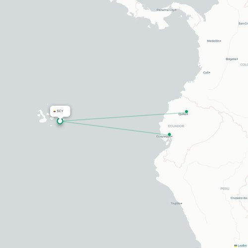 SCY routes and destination map