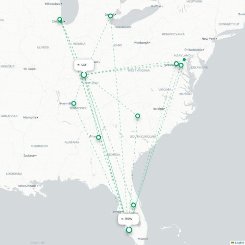 Mapa lotu bezpośredniego Louisville – Fort Myers