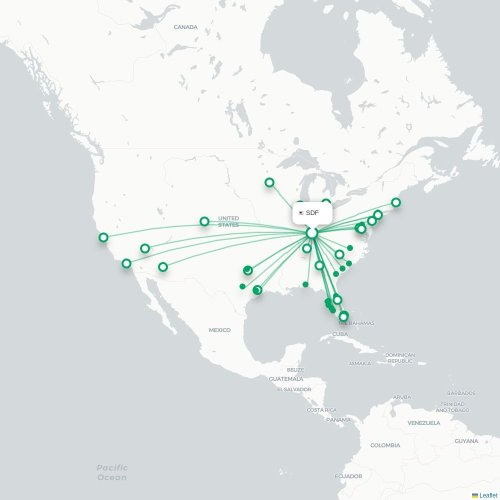 Mapa lotu bezpośredniego Louisville – Atlanta
