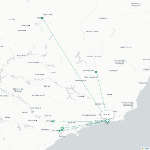 Mapa lotu bezpośredniego Rio de Janeiro – Porto Seguro