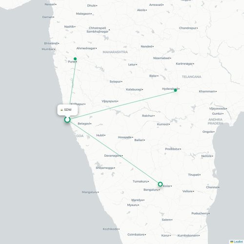 Malvan - Bangalore kort over direkte fly