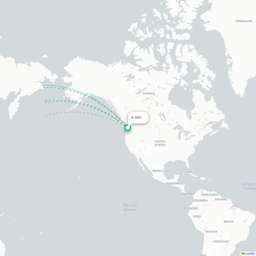 Seattle - Chongqing karta över direktflyg