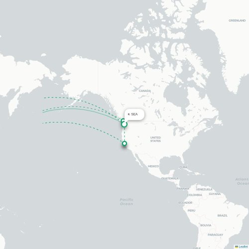 Seattle - Tokio direct flight map