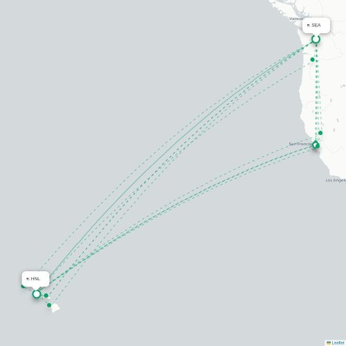 Mapa lotu bezpośredniego Seattle – Honolulu