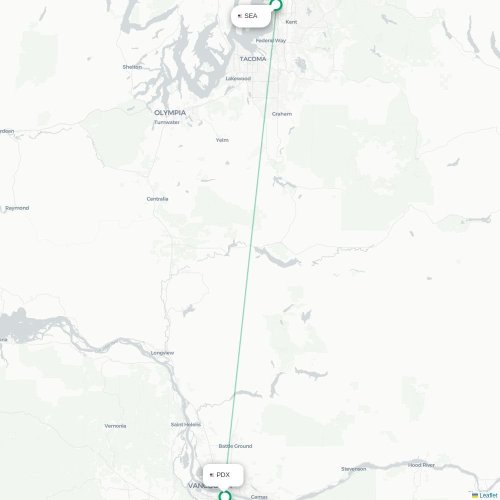 Mapa de vuelo directo Seattle - Portland