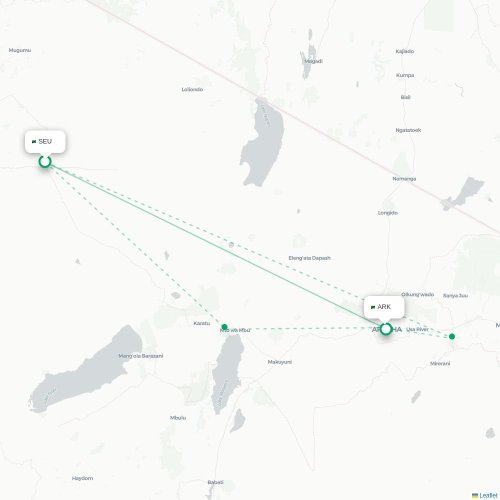Seronera - Arusha karta över direktflyg