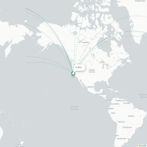San Francisco – Mumbai suoran lennon kartta
